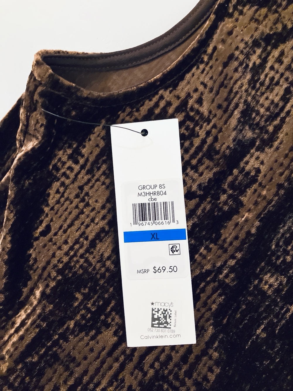 Calvin Klein Brown Velvet Mock Neck Cap Sleeve Blouse Tank Top X-Large - Picture 7 of 11